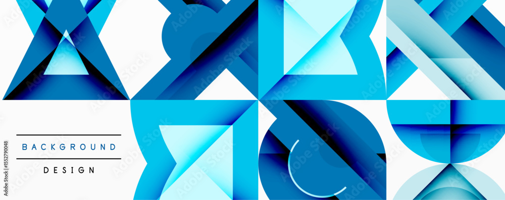 Aufkleber Abstract geometric pattern. Blue shades create dynamic visual texture. Modern design element for backgrounds, presentations.