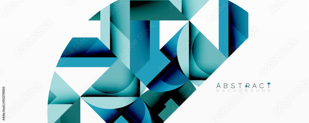 Aufkleber Geometric shapes overlap, creating dynamic teal composition. Modern design with gradient effects, suitable for backgrounds.