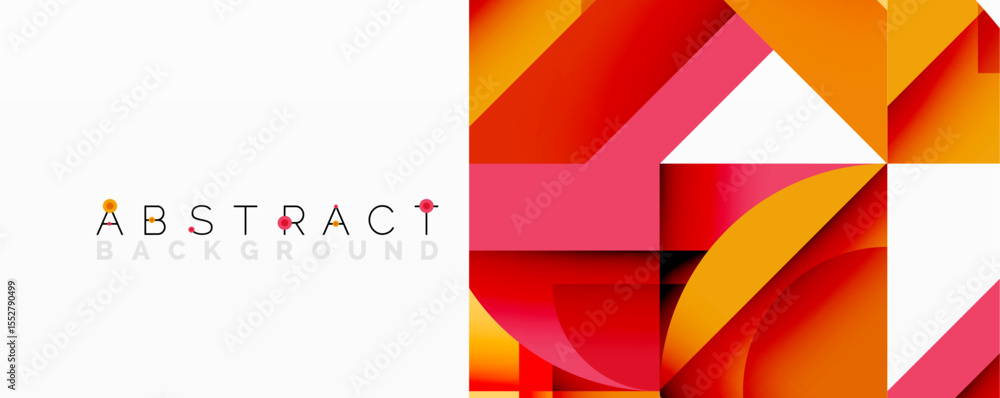 Aufkleber Modern design features vibrant orange, red layers. Geometric shapes create dynamic visual interest. Clean white space balances composition.