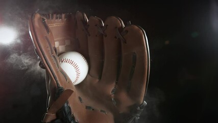 Ultra Slow Motion Baseball Catch. Ball Landing in Glove at 1000fps. - Powered by Adobe