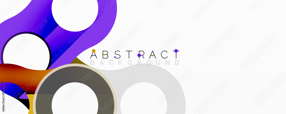 Poster Bright abstract design features overlapping circles, curves. Modern style, vibrant colors create dynamic composition. Minimalist aesthetic.