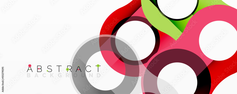 Poster Bright colorful circles overlap, creating dynamic abstract composition. Modern design element for backgrounds, presentations.