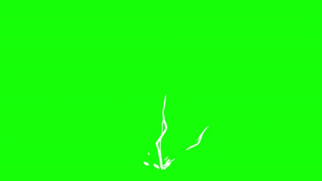Group thunderbolt or electric discharges. Set 2d animation effects power energy for game isolated on chroma key background and alpha matte channel. Doodle motion graphic.