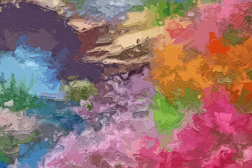 Various oil paintings, floral landscapes, lakes, tulips, roses, peonies, forests, chrysanthemums, birds, swans