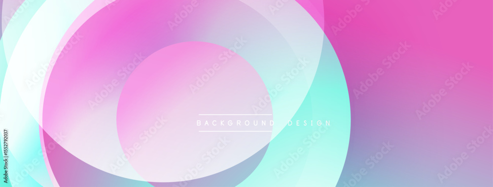 Poster abstract pink, turquoise layers create dynamic circular design. soft gradients, modern aesthetic, su