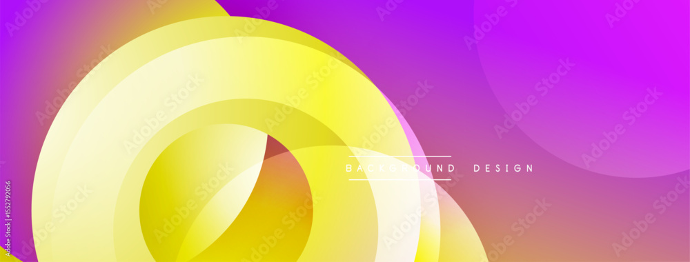 Aufkleber Abstract design features overlapping yellow circles, purple gradient backdrop. Modern, dynamic composition creates visual interest.