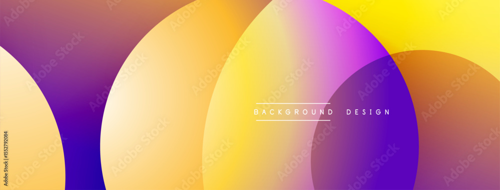 Poster abstract colorful circles overlap. gradient shades transition from yellow to purple. modern design f