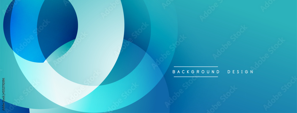 Poster abstract blue design features overlapping circles, gradients. modern aesthetic suitable for backgrou