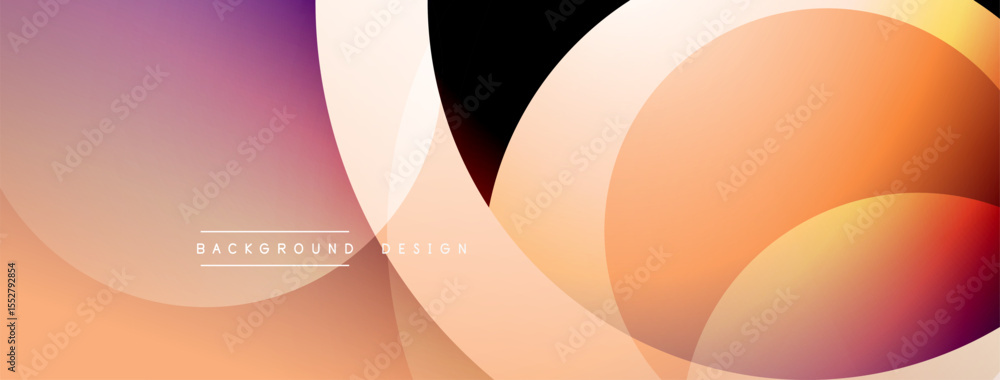 Aufkleber Abstract background features overlapping circles, gradients. Peach, purple hues create modern visual effect. Text reads background design.