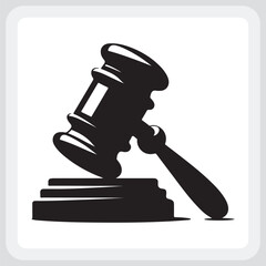Simple Black and White Gavel Icon