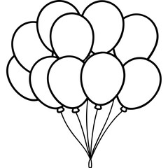 Minimal Balloon Cluster Line Art