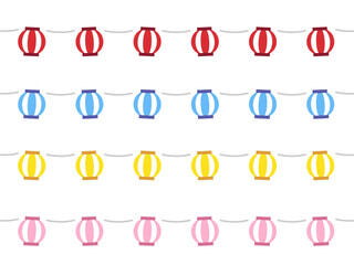 夏祭りや正月の提灯の飾り罫のイラストセット