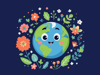 Cute Earth and Flowers