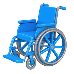 Fototapeta premium 3D plastic style wheelchair representing mobility aid and accessibility, isolated on white background
