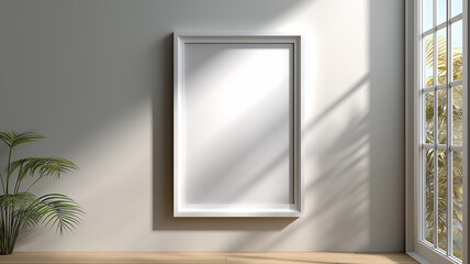 Bright, airy room with a blank poster ready for creativity in gentle sunlight Generative AI