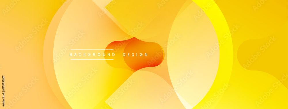 Poster Abstract yellow design features overlapping circles, gradients. Modern aesthetic, suitable for banners or backgrounds. Minimalist style.