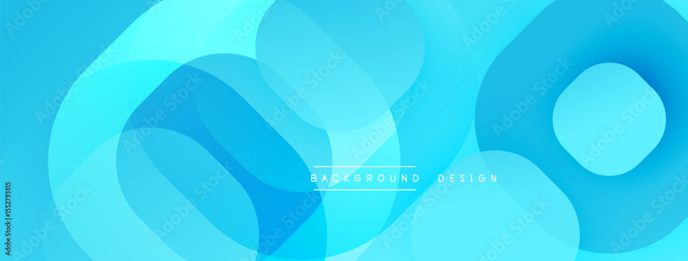Poster Abstract blue layers create flowing, dynamic background. Smooth shapes overlap, suggesting movement, depth. Modern design element.