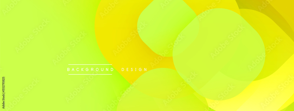 Poster Bright yellow abstract background. Overlapping shapes create dynamic visual effect. Modern design suitable for various projects.