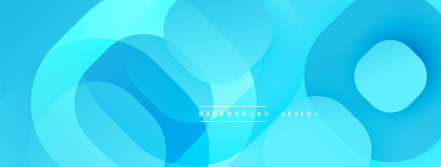 Abstract blue layers create flowing, dynamic background. Smooth shapes overlap, suggesting movement, depth. Modern design element.