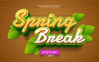 Spring Break 3D Text Effect for Poster, Logo and T-Shirt Template