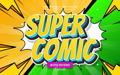 Super Comic Cartoon Book 3D Text Effect for Poster, Logo and T-Shirt Template