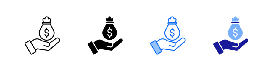 Savings Multiple Style Icon Set Vector 