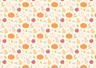 秋のパターン、かぼちゃや葉のおしゃれな壁紙