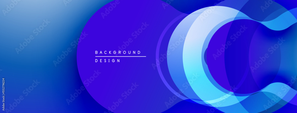 Aufkleber Abstract blue gradient background. Overlapping translucent shapes create dynamic visual effect. Modern design element for digital projects.
