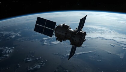 Obraz premium satellite orbiting earth