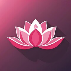 Fototapeta premium Stylized pink lotus flower illustration with subtle shadows on a gradient background