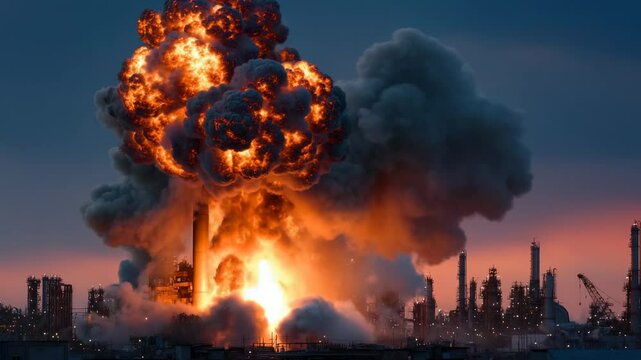 Industrial explosion dramatic scene