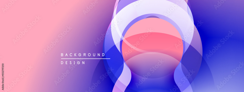 Aufkleber Abstract gradient background. Overlapping circles create dynamic visual effect. Pink, purple, blue hues dominate composition. Modern design element.
