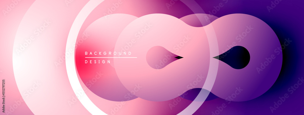 Poster abstract pink purple gradient circles overlap. modern design, smooth transitions, minimalist aesthet