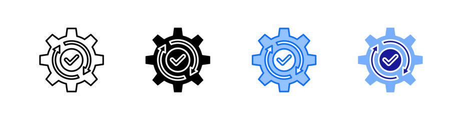 Process Multiple Style Icon Set Vector 
