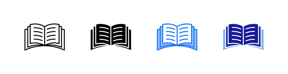 Book Multiple Style Icon Set Vector 