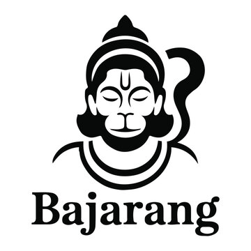 Illustration of bajrang with a monkey face and tail design