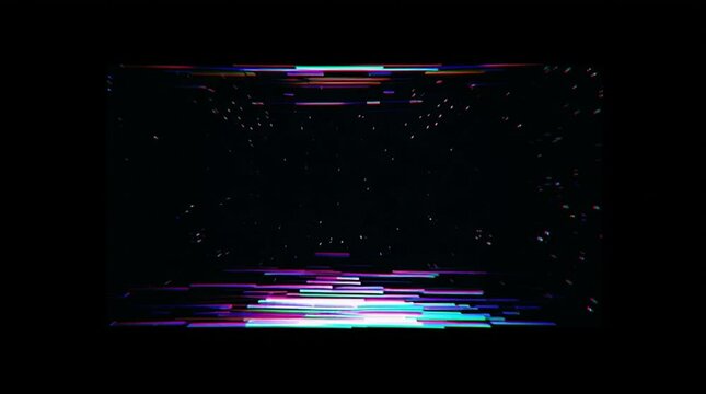 Futuristic sci-fi background of a flat LED panel floating in zero gravity, flickering with digital glitches. Perfect placeholder for logos or UI elements.

