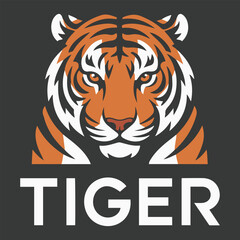 Illustration of a tiger head with orange and black stripes