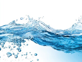 Water splashes creating bubbles in bright clear background
