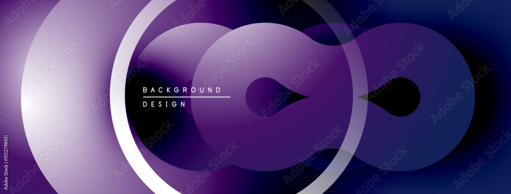 Aufkleber Abstract purple design features overlapping circles, gradients. Modern, fluid shapes create dynamic visual effect. Minimalist style.