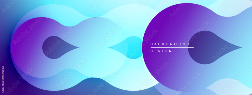 Poster Abstract flowing shapes, vibrant blue purple gradients. Modern design, smooth curves create dynamic visual effect. Background texture.