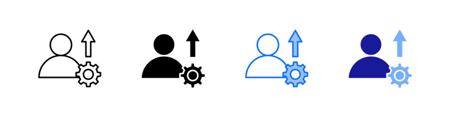 Skill Improvement Multiple Style Icon Set Vector 