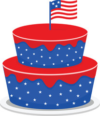 USA Independence Day cake vector illustration