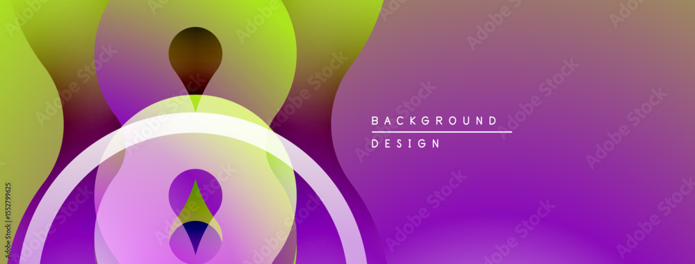 Poster Abstract colorful shapes overlap, creating dynamic gradient background. Modern design elements suggest fluidity, vibrancy.