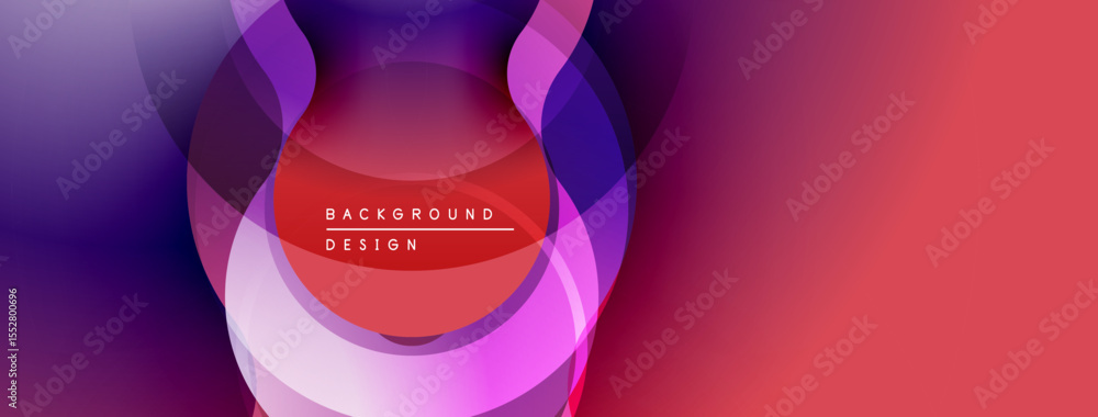 Poster abstract layers create vibrant circular design. purple, pink, red hues blend smoothly. modern backgr