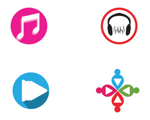 Music note symbols logo and icons template