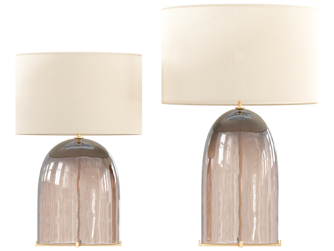 Rh Blom Glass Table Lamp , Brass / Amber Glass , Elegant Lighting Fixture Against white bachground ,	
