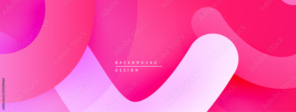 Poster Abstract pink background. Overlapping shapes create fluid, modern design. Gradient colors offer soft visual appeal.