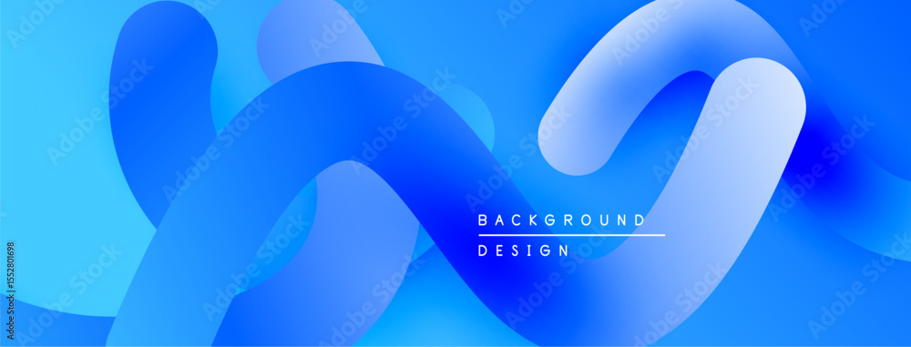 Poster Abstract blue fluid shapes create dynamic background. Smooth gradients, flowing forms suggest movement, depth. Modern design element.