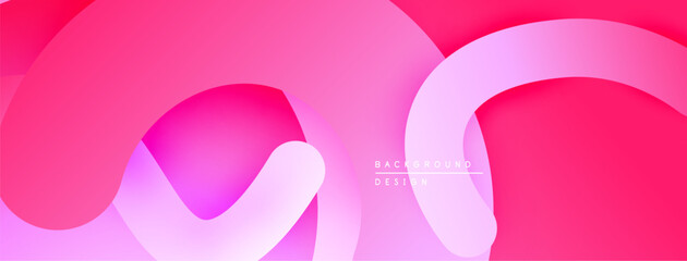 Fototapeta premium Abstract pink background. Overlapping curved shapes create dynamic visual effect. Smooth gradients, modern design elements present.